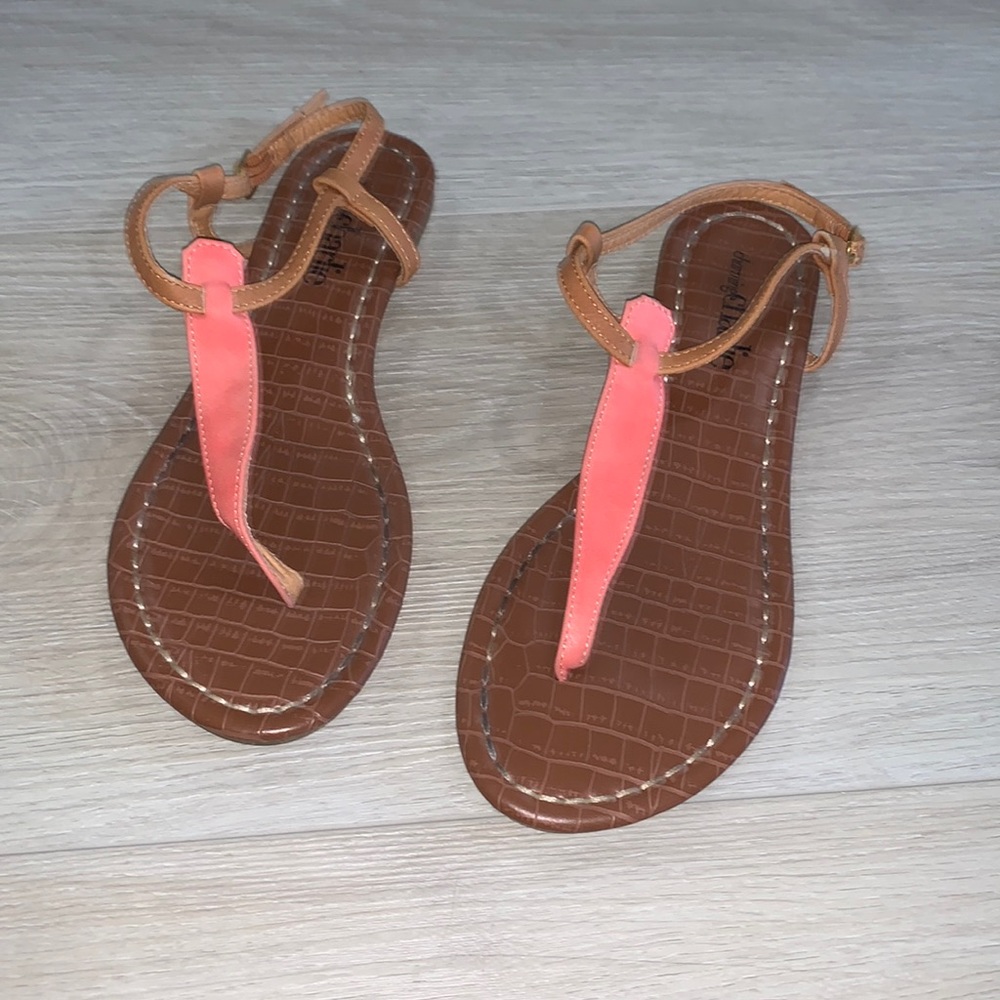 pink and brown sandals